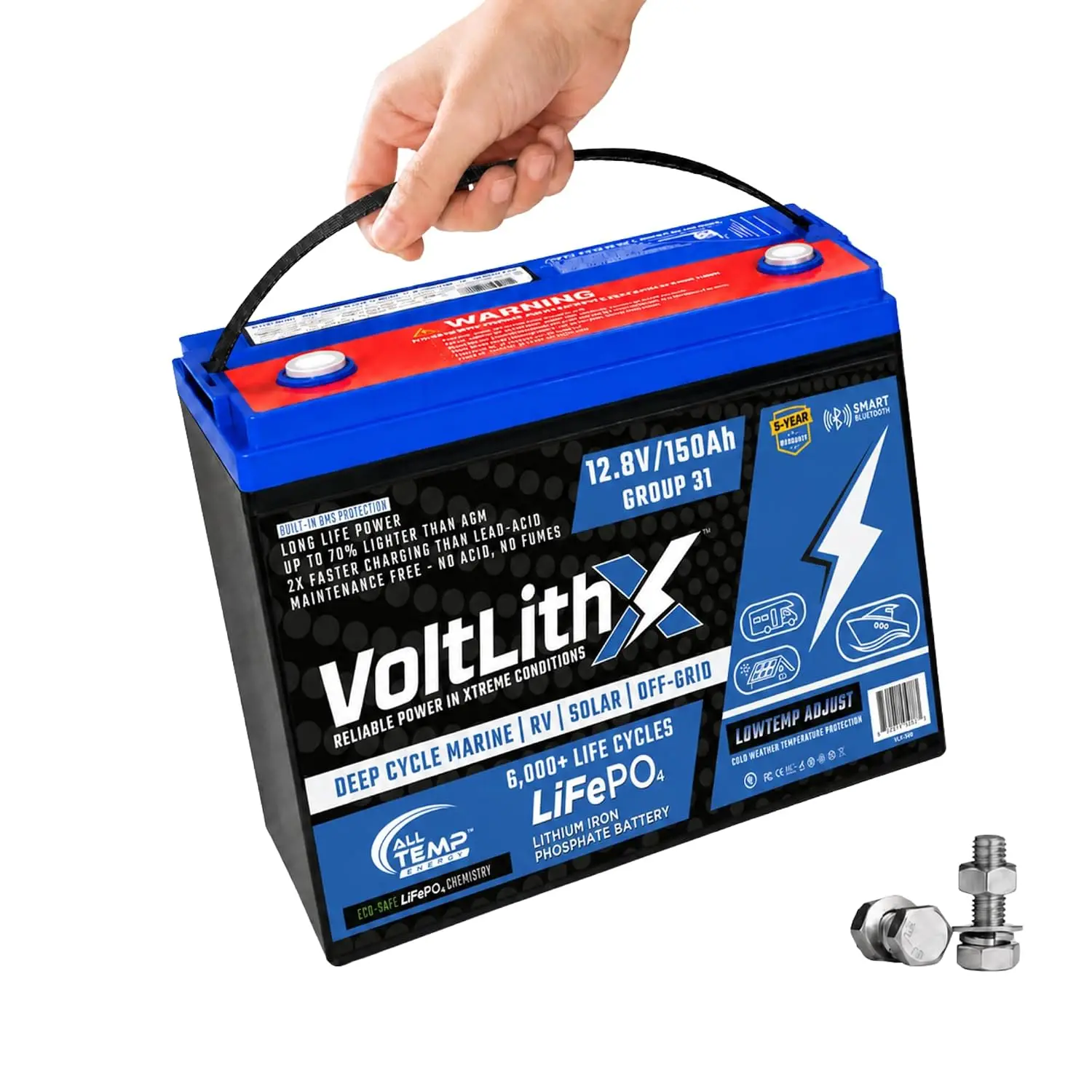 12V 150Ah LiFePO4 Deep Cycle Battery for RV & Trolling Motor, Group 31 Size, Customized