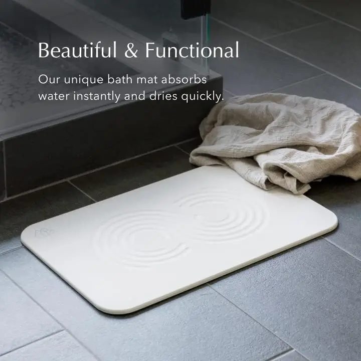 Home Bath Stone – Luxury Diatomite Stone Bath Mat Instantly Removes Water Non-Slip Surface – and Stylish Design – Zen Sandstone