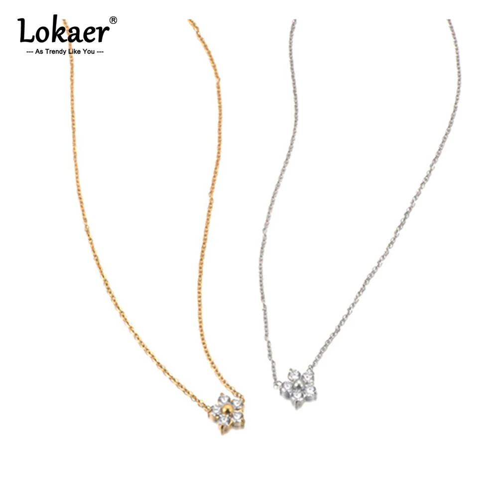 Lokaer Zarte Lucky Five Leaf Herz-Moissanit-Halskette für Damen, Edelstahl, einfacher Charm-Schmuck, 18 Karat vergoldet, N25077