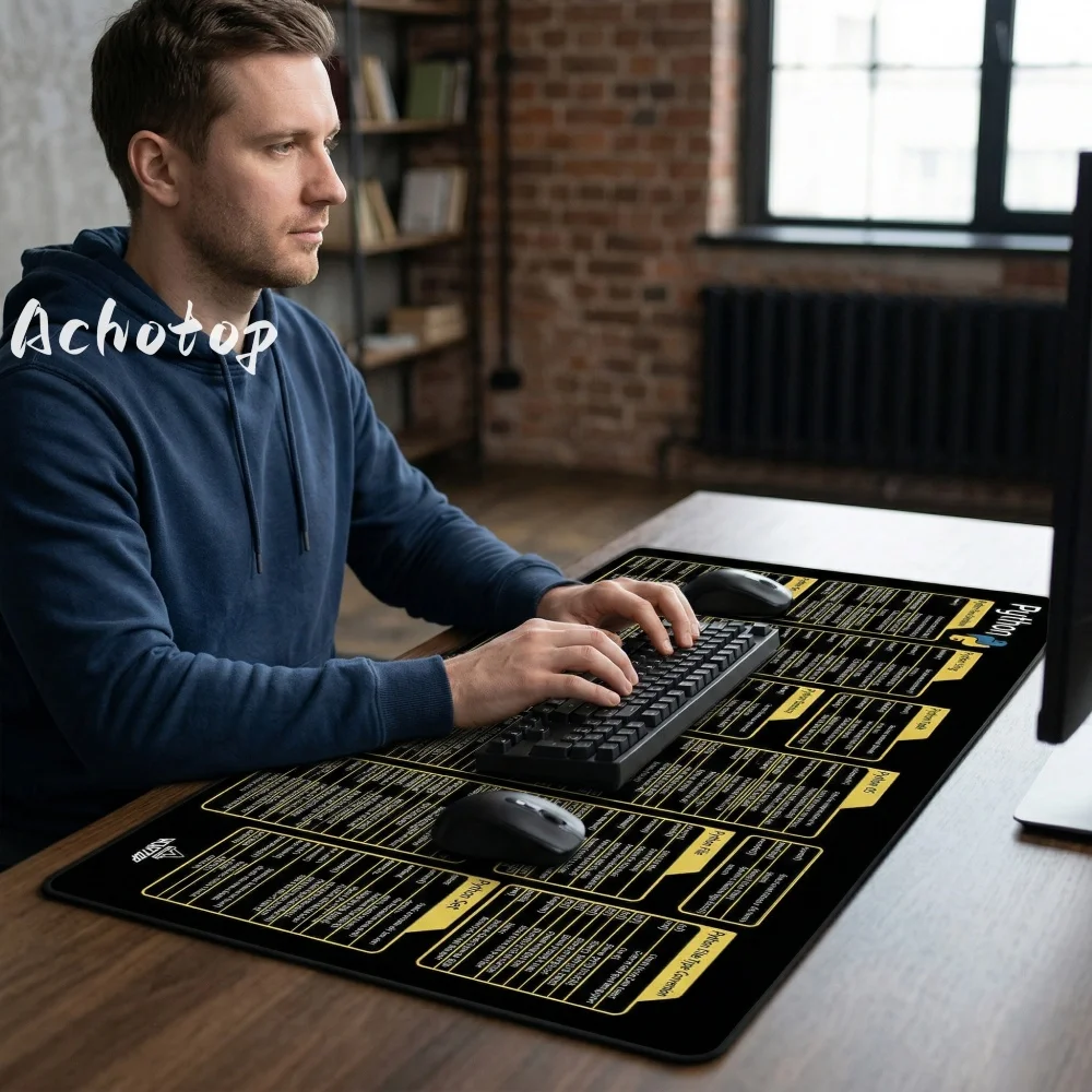 Python Desk Mat Shorcutkey Commands Mouse Pad Rubber Large XXXL 55X120cm Gaming Rug Mousepads