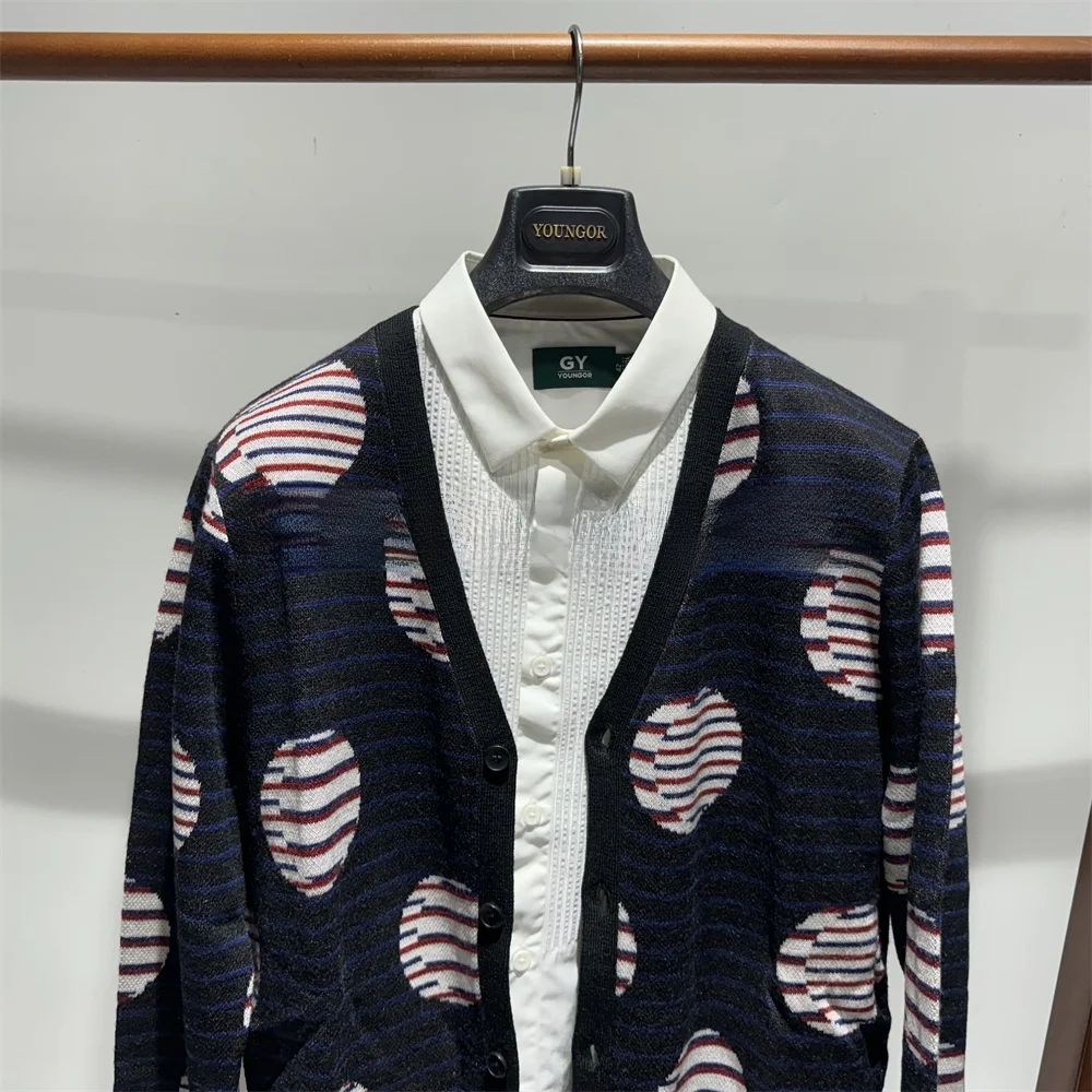 

Осень-зима мужской вязаный шерстяной свитер повседневный приталенный кардиган с v-образным вырезом верхняя одежда нейлоновый горошек модный удобный теплый