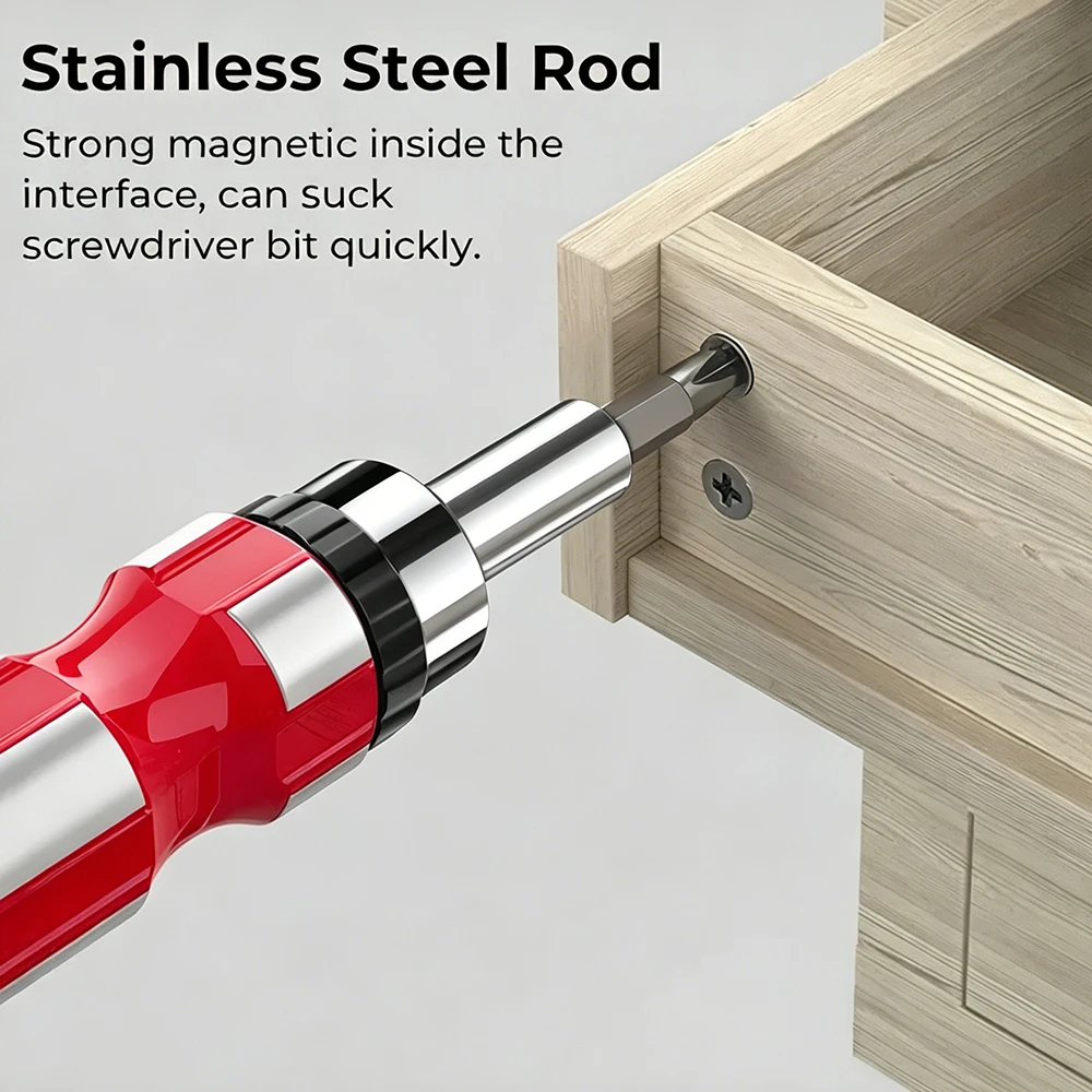Quick Change Screwdriver Bit Holder 1/4 Inch Hex Shank Magnetic Tip Ratchet Screwdriver Wrench Handle For Torx Flat Phillips Bit