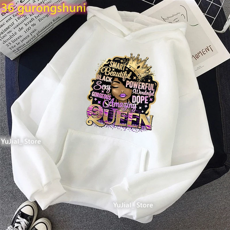 Aquarell Geburtstag Königin Grafik Druck Kappe Hoodies Frauen Winter/Frühling/Herbst Kleidung Schwarz Mädchen Magie Sweatshirt Femme Mantel