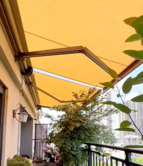 White Motorized Retractable Outdoor Patio Awning LED Light Rainproof Window Sun Shade Shelter PVC Sail Via Remote Control