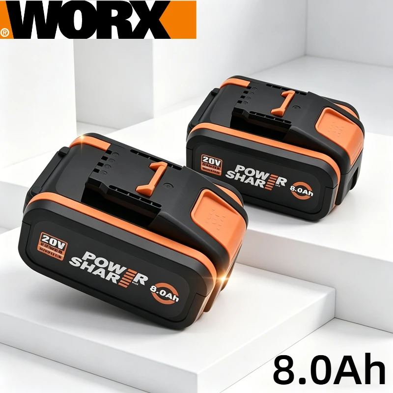 

WORX 20V 8.0Ah High Power Capacity Lithium ion Battery WA3671 PowerShare Original Triple Runtime for Outdoor Garden Power Tools