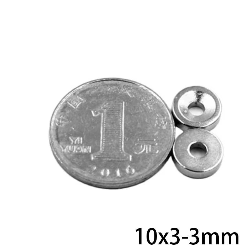 20~300PCS 10x3-3 Neodymium Magnet 10x3 mm Hole 3mm N35 Round Super Strong Countersunk Permanent Magnetic Magnets 10*3-3 mm 10*3