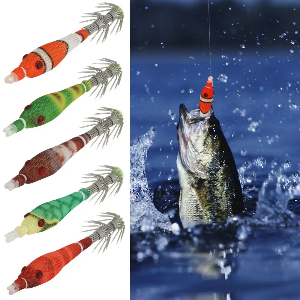 5Pcs/Pack Durable Fishing Accessories Angling Supplies Fishhooks Artificial Baits Squid Hooks Soft Lure Jig