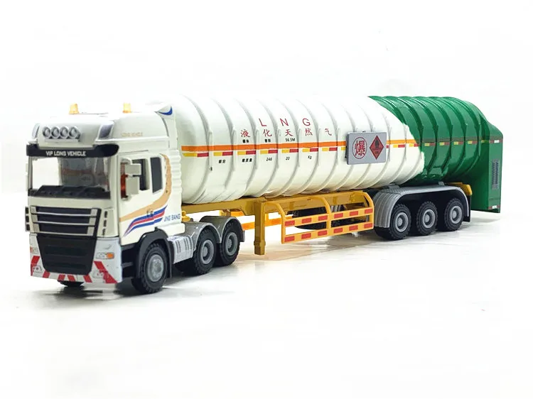 1:50 Boxed Natural Gas Tanker Liquefied Gas Lng Transport Vehicle Car Body Simulation Alloy Engineering Vehicle Tank Truck B110