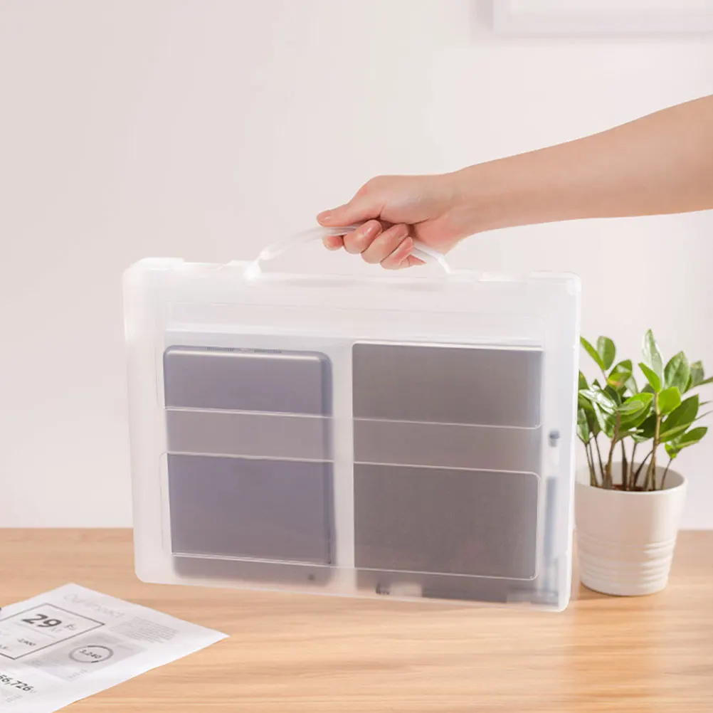 

Portable Transparent Paper Box Document Holder Household File Organizer Storage Box For Magazines Photos Envelopes A4 Files