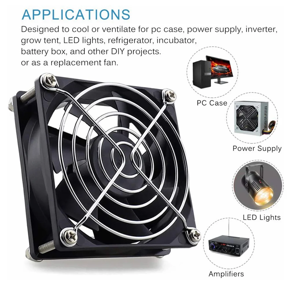 8025 80MM Cooling Fan With Metal Grill 80*80*25MM DC 5V Ultra-thin USB Cooling Fan Comptuter CPU Cooling Fan Laptop