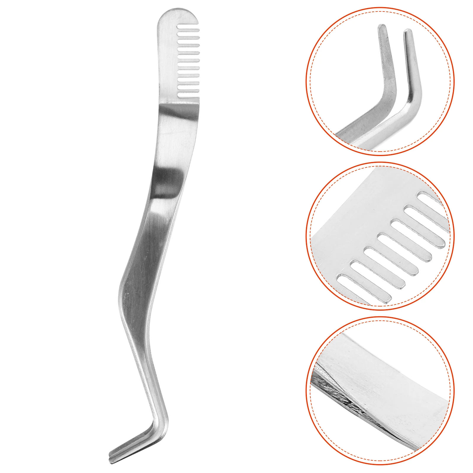 الدقة المنحنية تلميح رمش تمديد الملقط الفولاذ المقاوم للصدأ أداة توزيع الرموش الصناعية مع مشط للحجم الطبيعي و