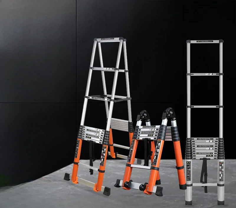 Ladder Household Folding Telescopic Lift Multifunctional Aluminum Alloy Herringbone Ladder Thickened Foot Pads