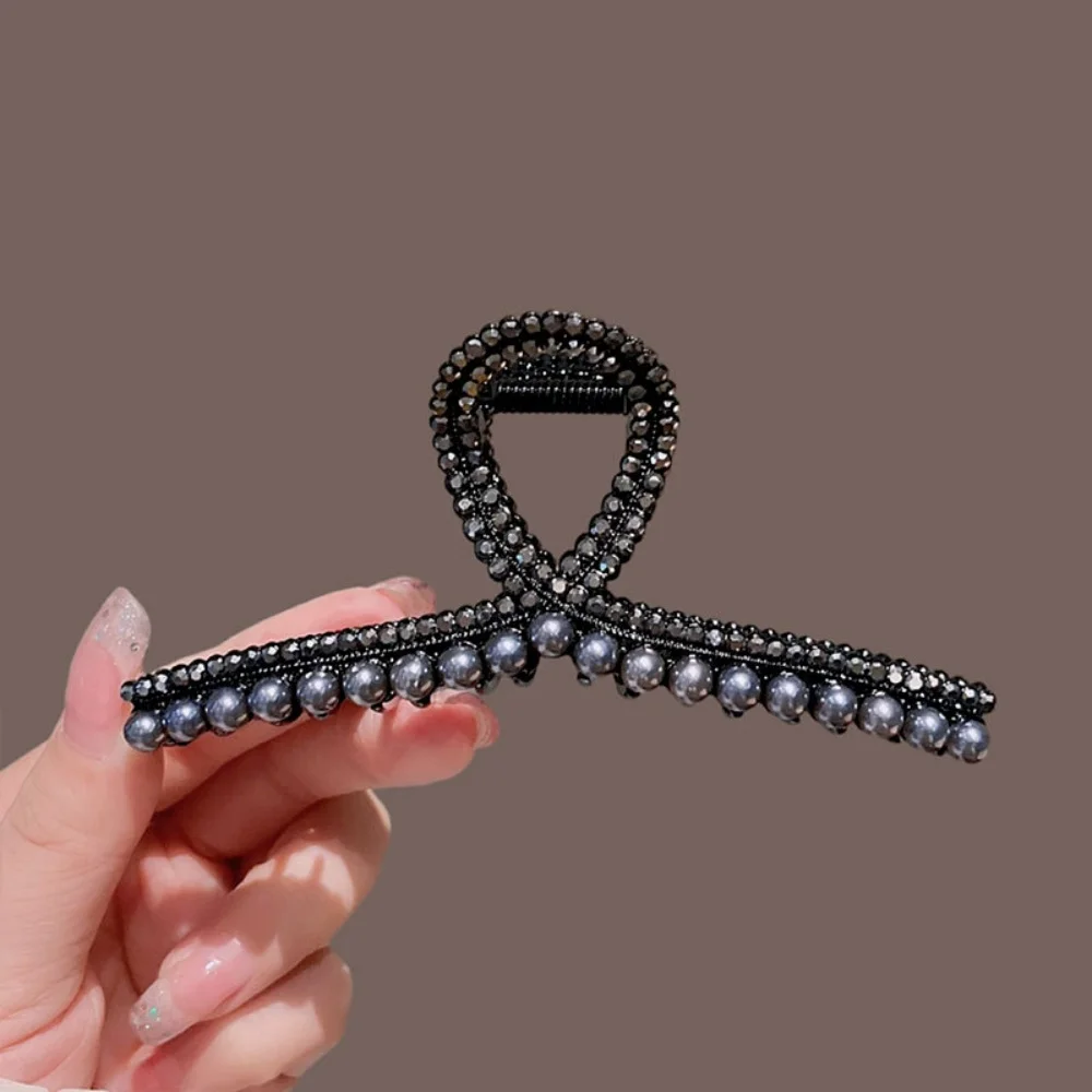 Metal Flower Hair Claw Clips Ponytail Grab Hair Clips For Woman Black Hairpins Girl Hair Accessories