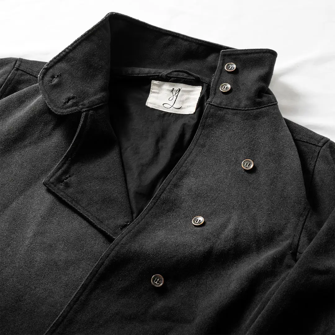 Y2k Fencing Jacket Vintage Wash Gradient Irregular Buttons Unisex Jacket Gothic Harajuku Streetwear Canvas Cotton Casual Jacket