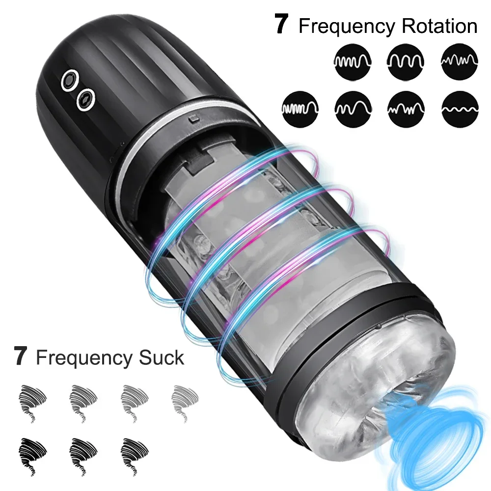 

IPX8 Waterproof Male Masturbation Toys Automatic Rotation Sucking Machine Glans Trainer Masturbator Sex Tos for Men Adults Goods