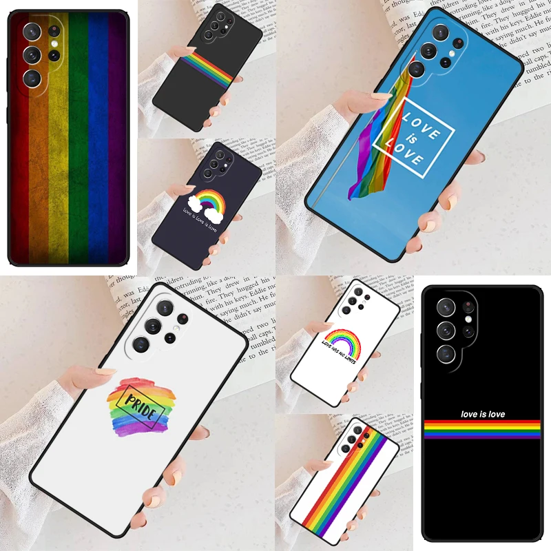 Rainbow LGBT Love is Love Pride Art Cell Phone Case for Samsung Galaxy S26 Ultra S25 S24 S23 S22 S21 S20 Note10 Cover
