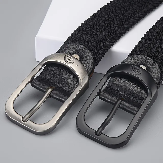 Men's Belt Casual Woven Elastic Belt Outdoor Sports Women's Belt Climbing Work Belt Jeans Suit Pants Men's And Women's Universal 2 Woven Elastic Stretch Belt – 3.3cm Knitted Casual Belt for Jeans, Work and Outdoor, 100 / 110 / 120cm – view 2