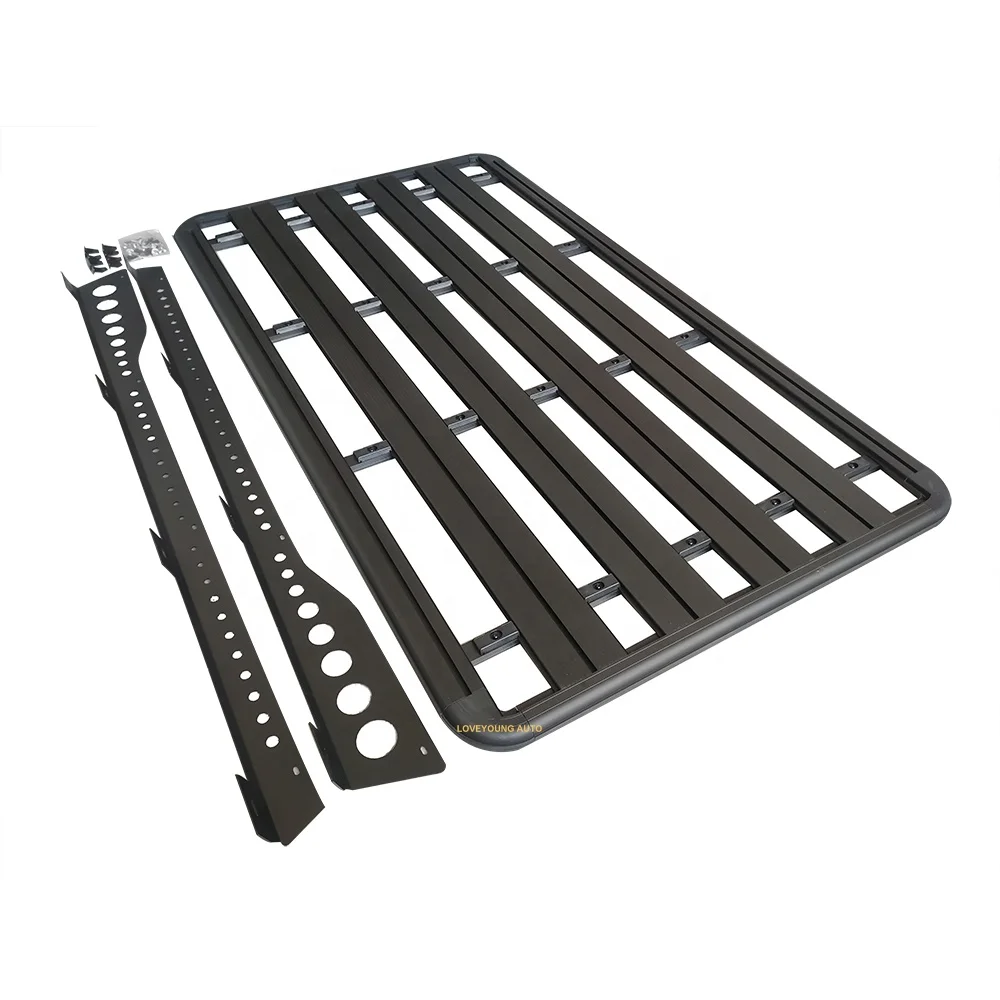 High Quality LOVEYOUNG Heavy Duty Aluminum Profile Roof Rack for LC 300 Flat Roof Basket Luggage Carrier Black Easy Installation