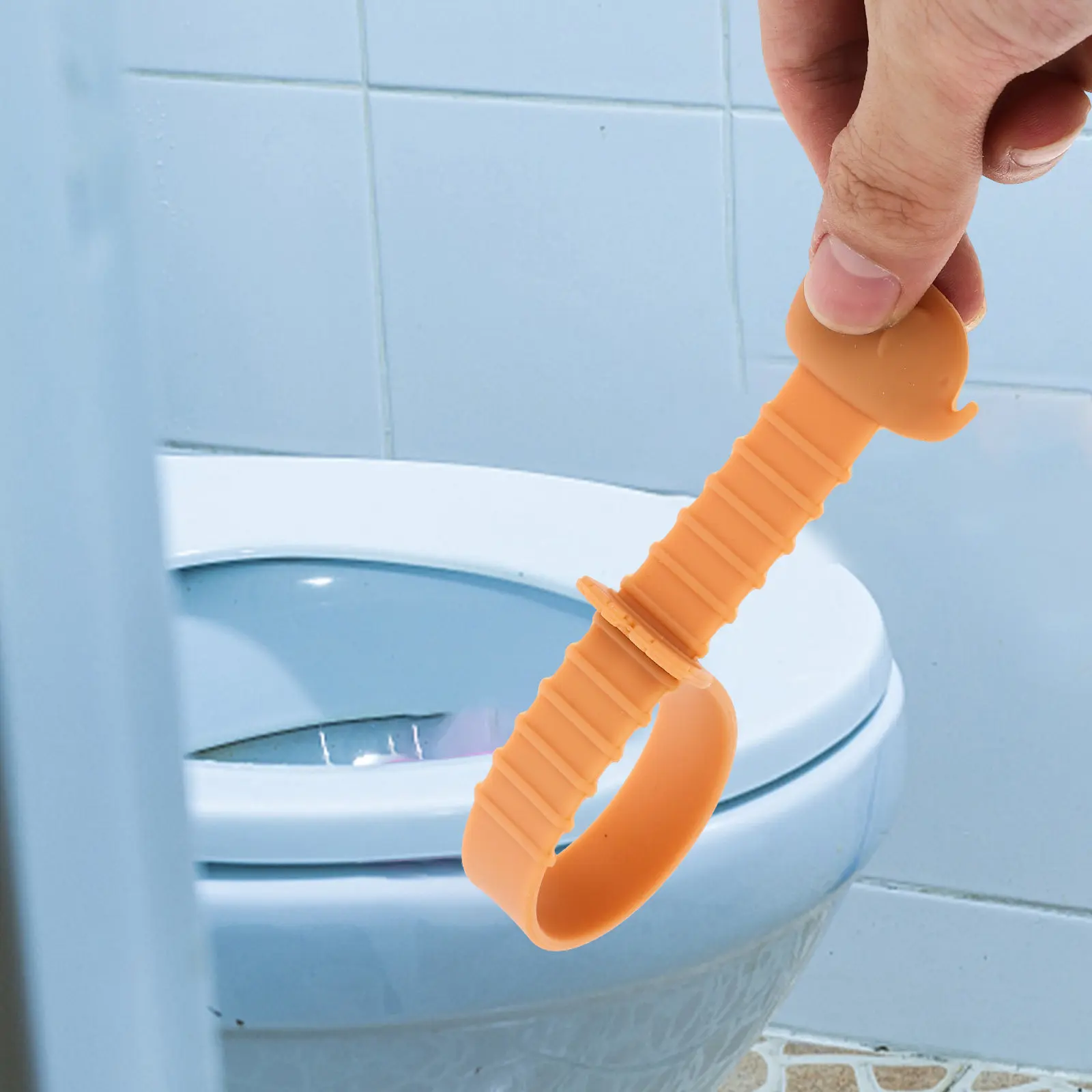 2Pcs Silicone Toilet Seat Lifter for Hygienic Hands-Free Operation Extended Handle Design Easy Install Elderly Kids Friendly