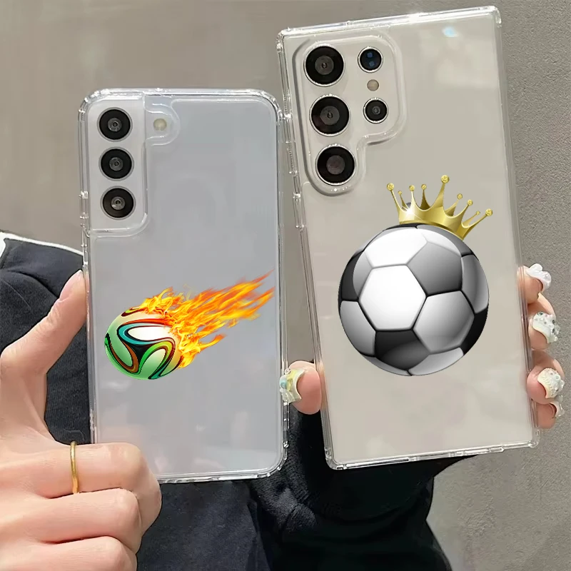 Funny Football Transparent Cover for Samsung Galaxy S26 S25 S24 S23 S22 S20 S21 FE Ultra S25 Edge S24 S23 Plus 5G Phone Case Bag