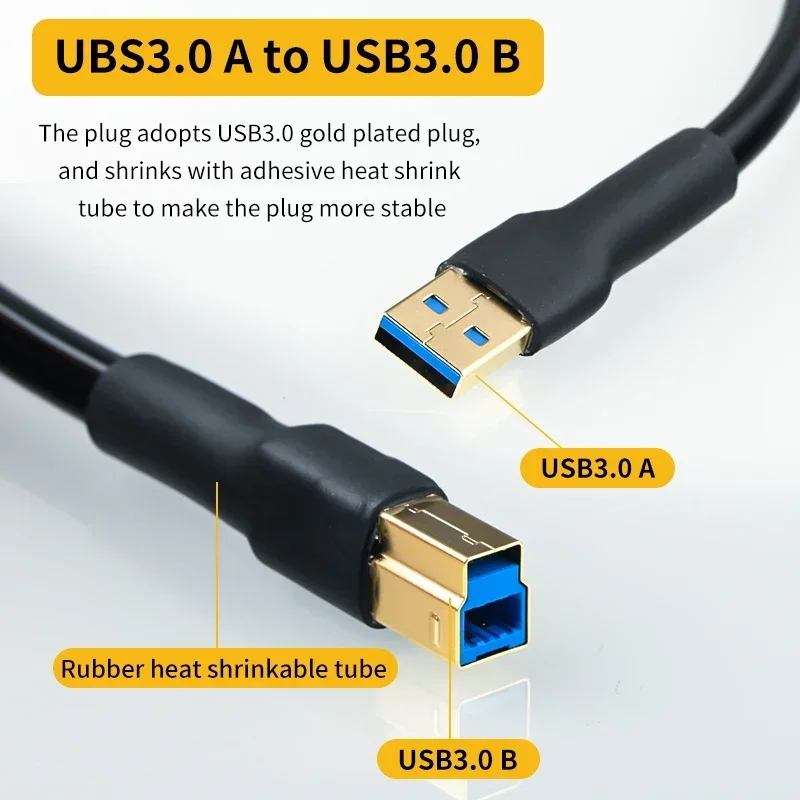 Hi-end Pure Silver USB 3.0 Cable Hard Disk High Speed DAC Type-C to Micro B3.0 Decoder Audio Line