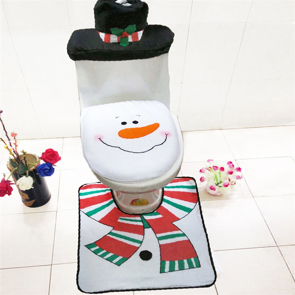 3D Christmas Santa Toilet Seat Cover Xmas Santa Claus Bathroom Toilet Cover Christmas Toilet Cushion for Festival Holiday Decor