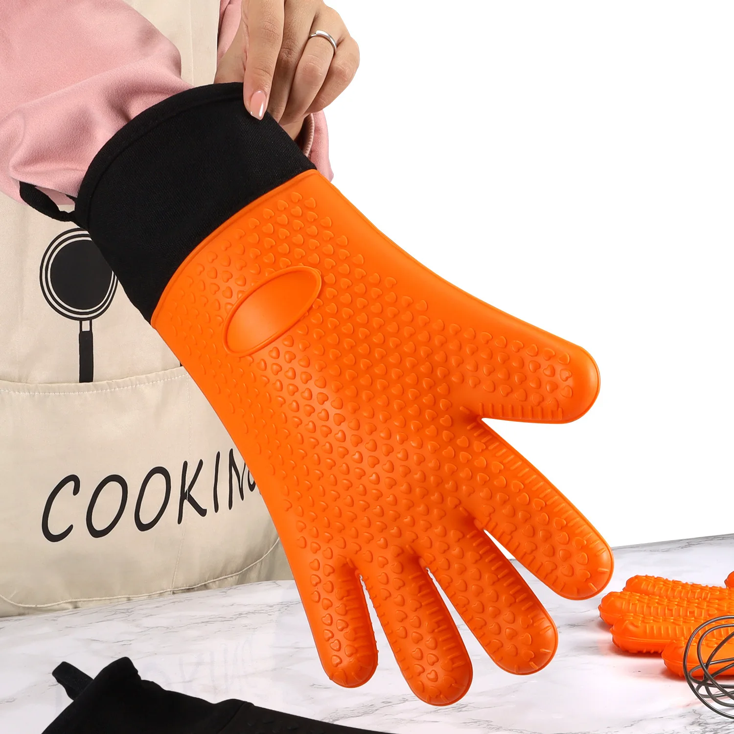 

One Piece Silicone Microwave Gloves BBQ Gloves One Piece Oven Baking Hot Pot Mitts Heat Resistant Kitchen Baking Cooking Tool