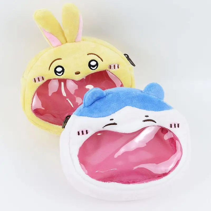 Bolsa de almacenamiento de Anime Chiikawa Hachiware Usagi, bolsa de cosméticos Kawaii, nuevo producto, bolsa para el dolor encantadora de boca grande, monedero de felpa para estudiantes