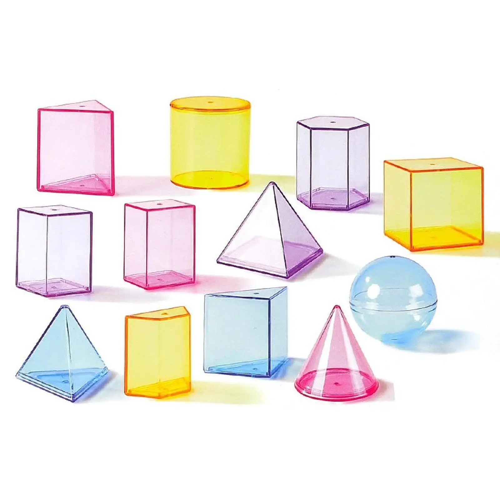 Geometric Solid Blocks Translucent 3D Shapes Learning Set Educational Math Cubes for Preschool Home School Supplies