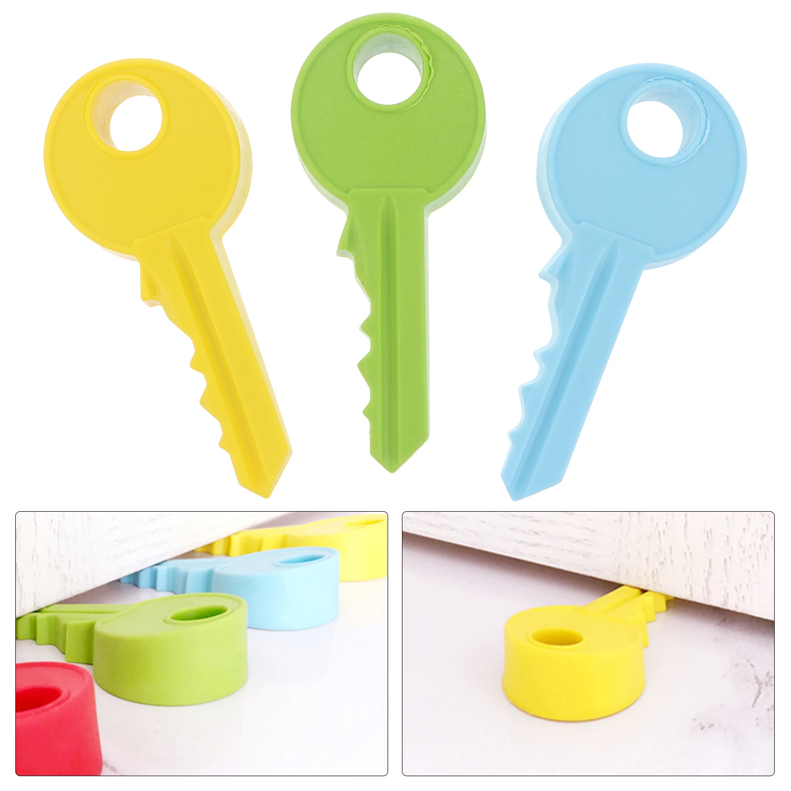 

3pcs Colorful Stopper Block Home Pinch Guard Baby Safe Silicone Door Wedge Stop Bumper For Wood