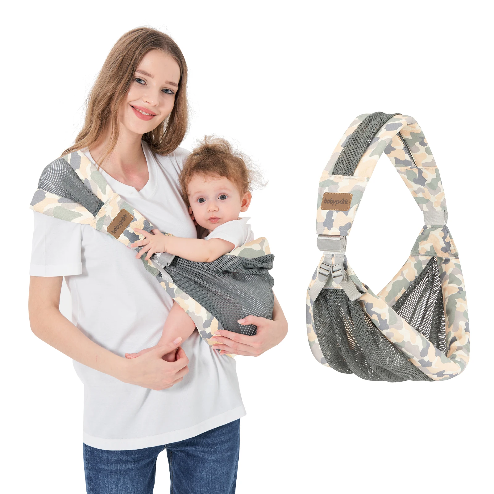 Adjustable One Shoulder Baby Carrier Lightweight Breathable Mesh Baby Sling Portable Baby Carrier Sling for Newborn to Toddler