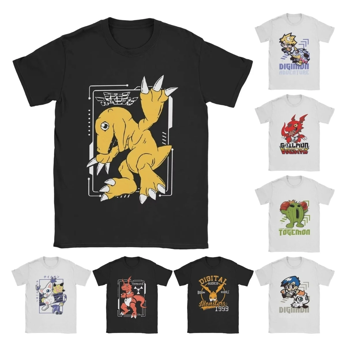 Men Women's Digimon Agumon T Shirts Cotton Clothing Vintage Short Sleeve Crew Neck Tee Shirt 6XL T-Shirts