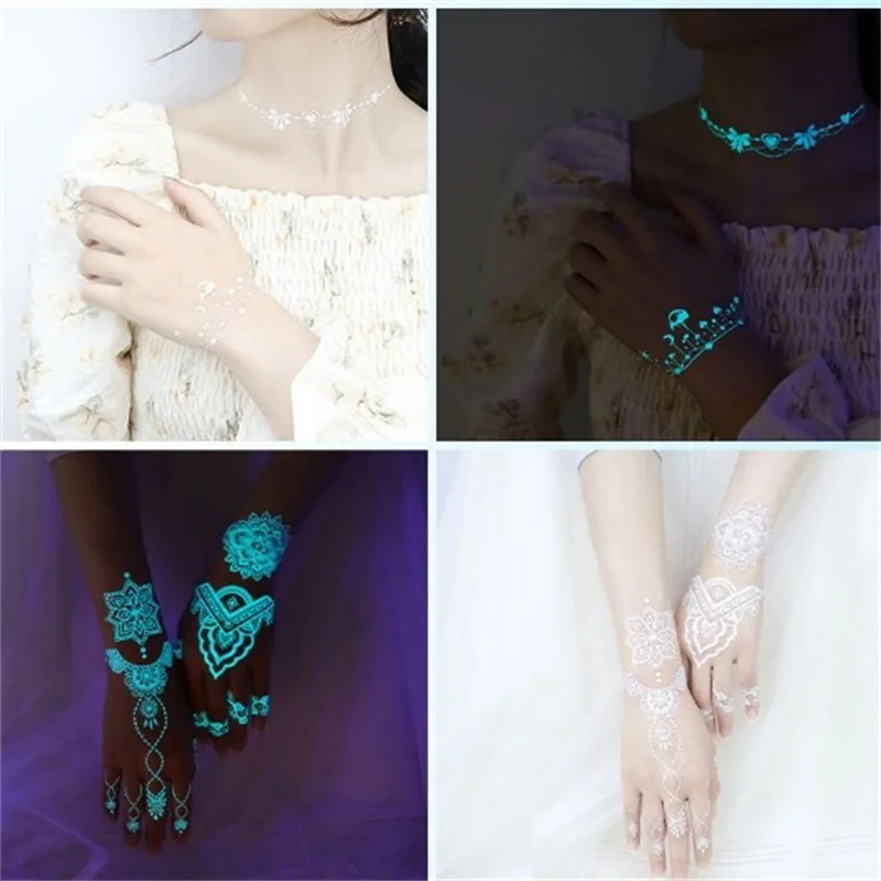 Glow In Dark Temporary Tattoo Stickers Temporary Waterproof Long Lasting Tattoos Stickers