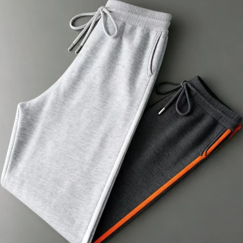 

Осень-зима, мужские брюки из 100% кашемира, толстые, мягкие, элегантные, повседневные брюки-карандаш, кашемировые вязаные брюки с эластичной резинкой на талии