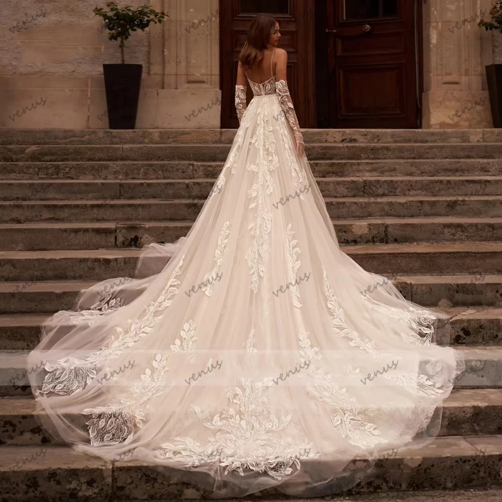 Gorgeous Wedding Dresses Pretty Bridal Gowns 3D Appliques Robes For Formal Party свадебное платье Vestidos De Novia Customized
