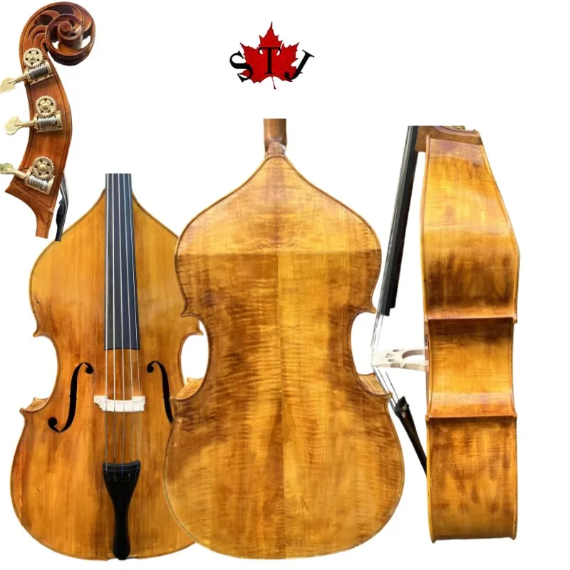 Hand Made flat back Upright double bass Maple back and Spruce wood top 3/4