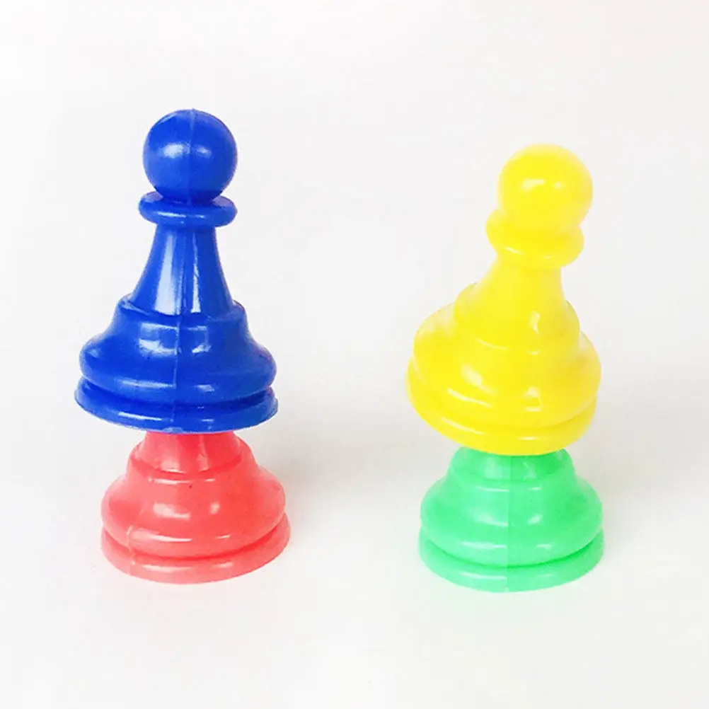 

Набор из 64 пластиковых шахматных фигур 8 цветов, прочные элементы для настольных игр, идеально подходят для замены фишек в нарды и шахматы, детский набор