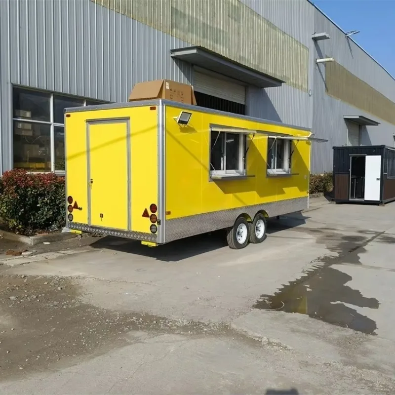 Custom Outdoor Mobile Food Trailer for Pizza Hot Dogs and Ice Cream with Rust-Resistant Stainless Steel Frame and Built-In Power