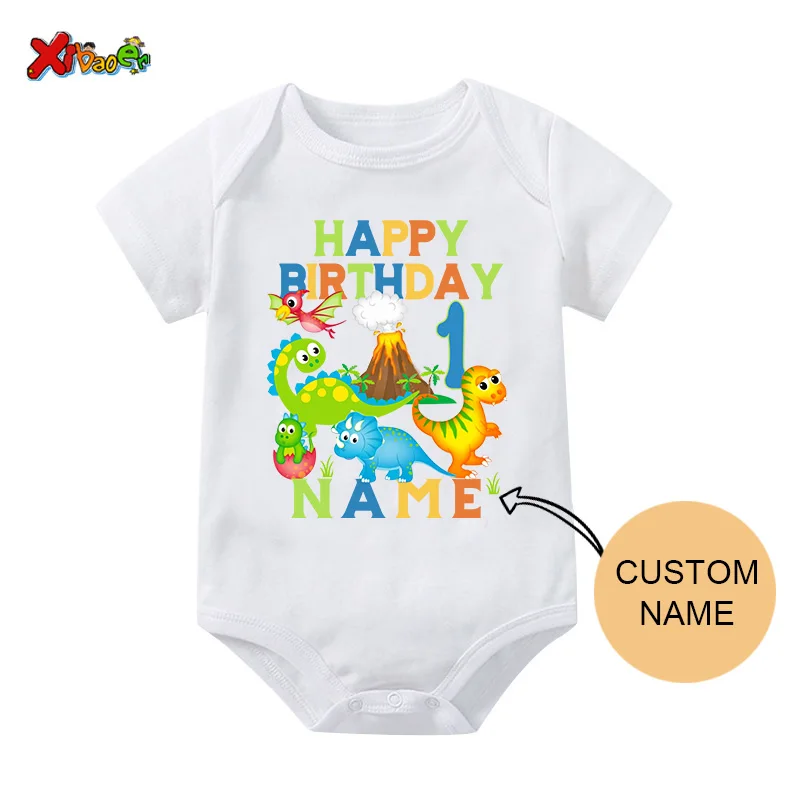 Dinossauro Aniversário Camisa Família Combinando Outfit, Nome Personalizado Boy Camisa, T-rex T-Shirt, Roupas de Festa, Baby Onesie Presente, 3T