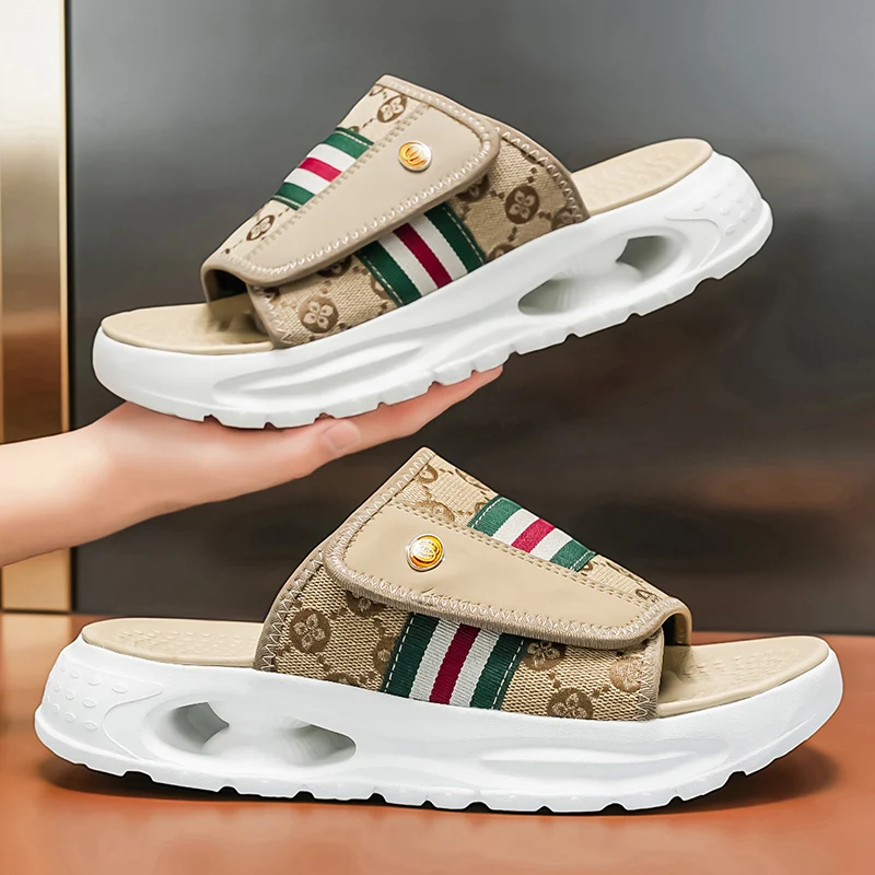 Men's one-strap slides slippers summer breathable light soft sole anti slip comfort outdoor Quick dry fashion casual beach shoes