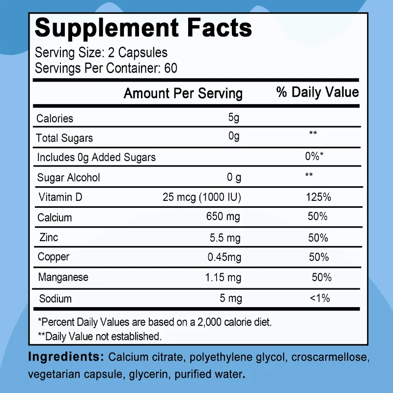 

Calcium + Magnesium + Zinc & Vitamin D3 - Supports Bone, Muscle, Nerve Health and Promotes Calcium Absorption - 120 Capsules