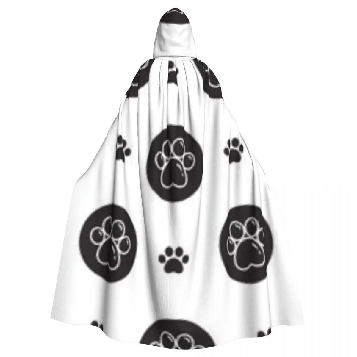 Dog Paw Hooded Cloak Polyester Unisex Witch Cape Costume Accessory