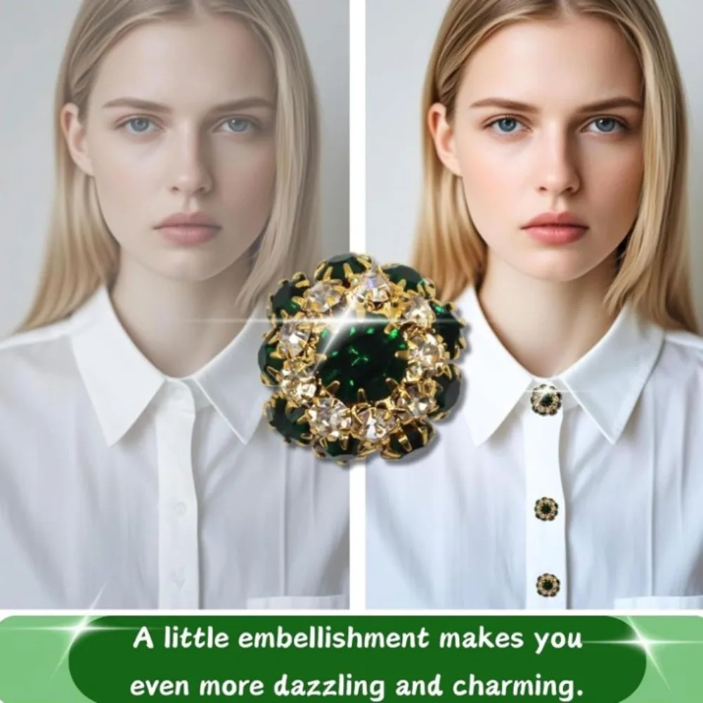 2PCS Rhinestone Rhinestone Button Cover DIY Accessories Alloy Cufflinks Button Cover Shirt Button Box for Shirt Dress Decoration