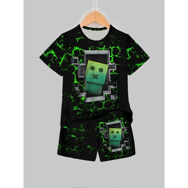 2025 Summer Men's Fun 3D Printed Short Sleeved T-shirt and Shorts Set for Casual Sports Outdoor 3D Printing