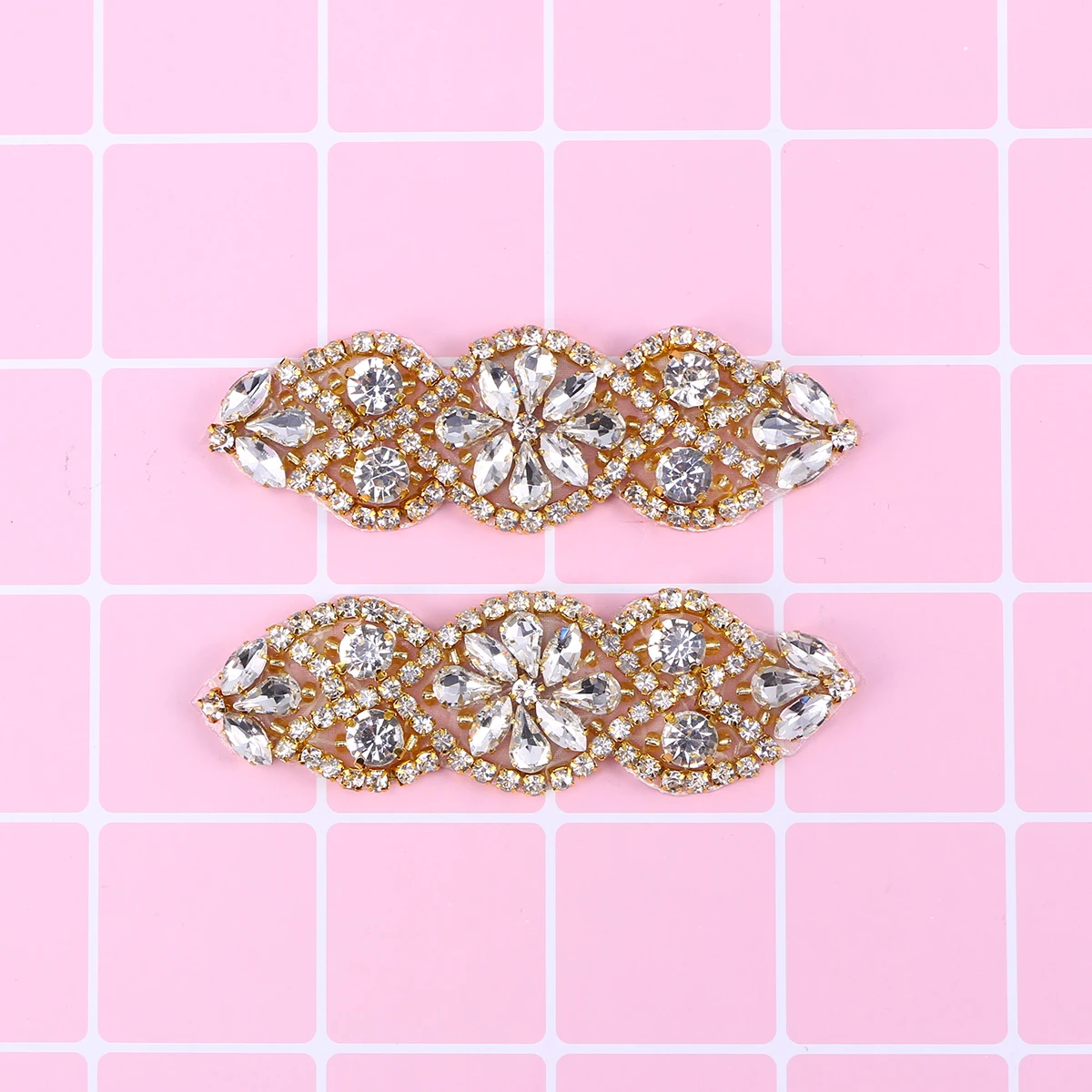 

2 PC Rhinestone Decal Waist Seal Decoration Wedding Belt Women Girdle Crystal Applique Beaded Bride