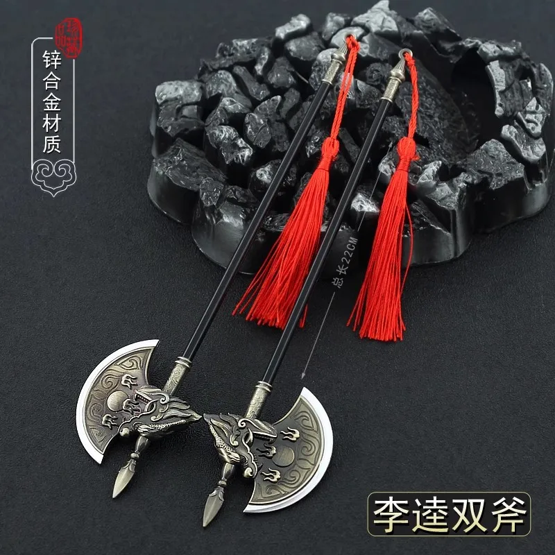 

1/6 22CM Ancient Soldier Miniature Cold Weapons Li Kui Double Axe Model Toy Fit 12'' Action Figure Body In Stock