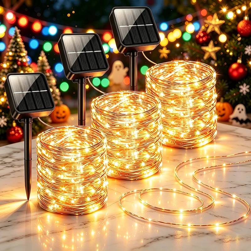 Solar Fairy Lights 8 Mode Twinkle Lights Outdoor LED Waterproof for Patio Garden Yard Decor Christmas Decor String Lights