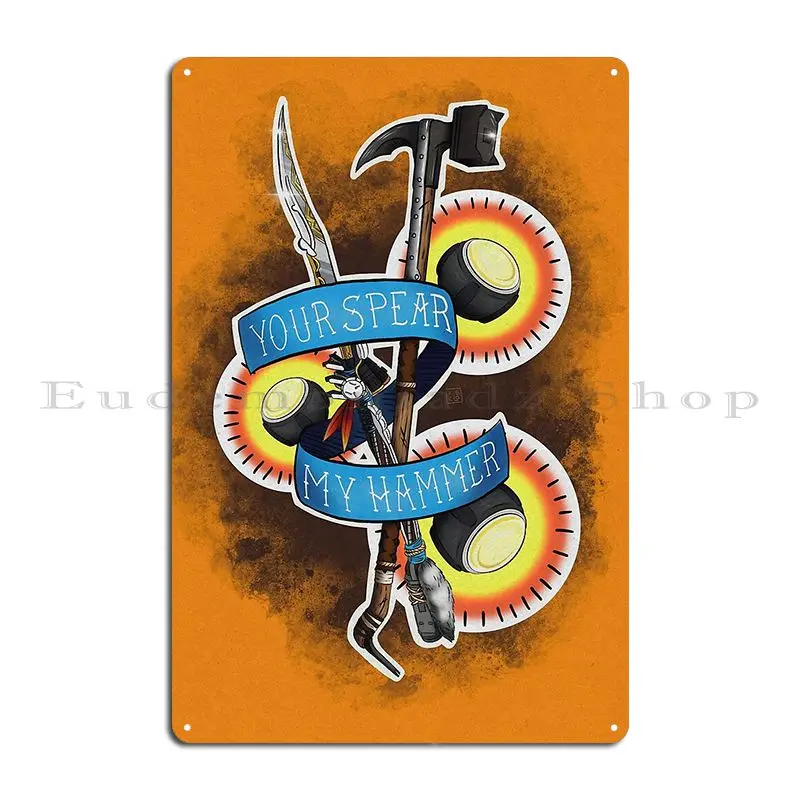 Spear And Hammer Metal Sign Club Bar Cinema Character Wall Decor Create Tin Sign Poster