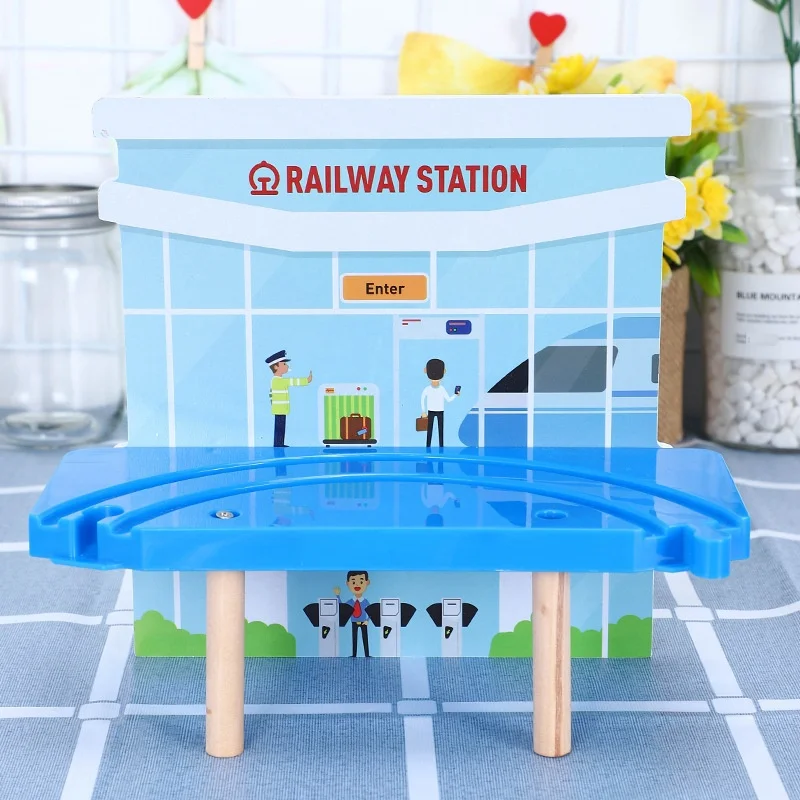 Double Deck Platform Small Train Track Accessories Children's Train Transport Track Educational Toy Compatible With Wooden gift