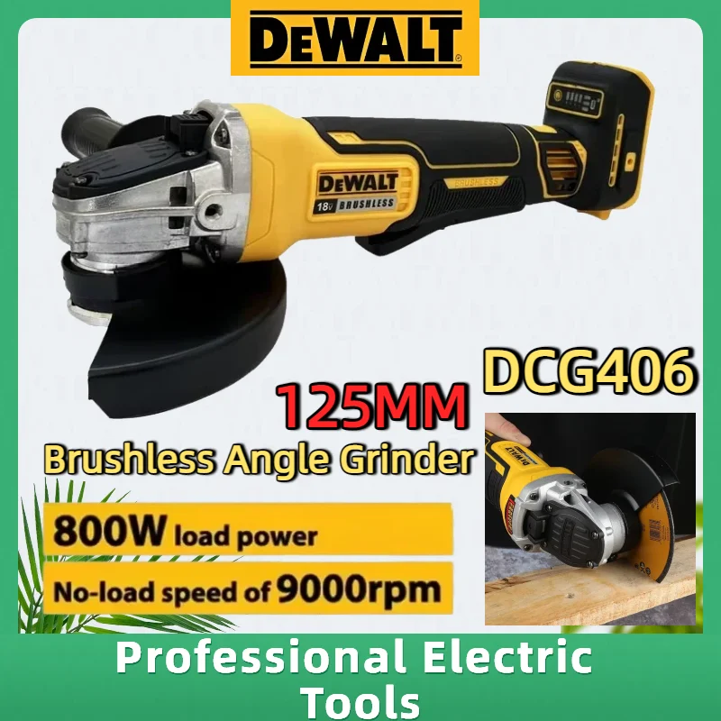 Amoladora Angular DeWalt DCG406 de 125 mm sin Escobillas, 20V, Batería de Litio, Solo Herramienta, para Cortar y Pulir